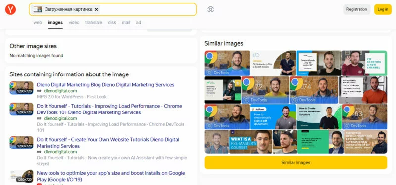Reverse Video Search Using Yandex Images final result