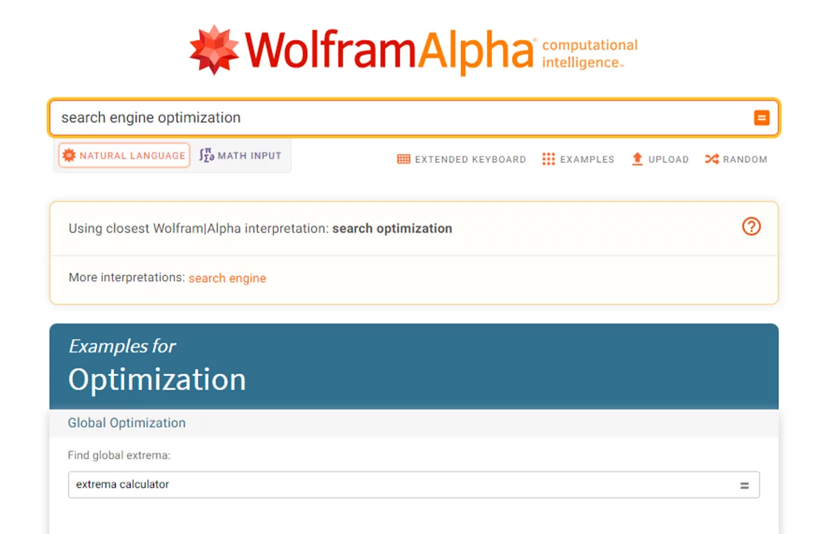 Wolfram Alpha Search Engine