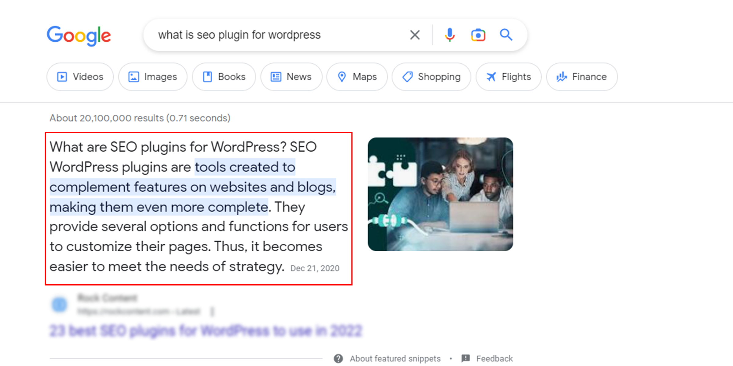 zero-click content - Featured snippets