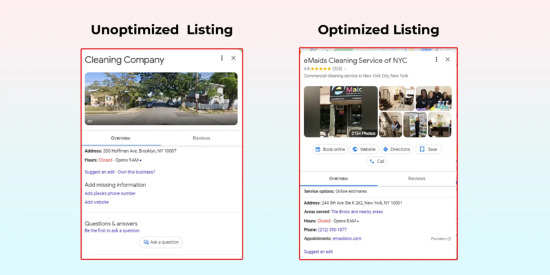 google-my-business-optimization-optimized-vs-unoptimized-listing