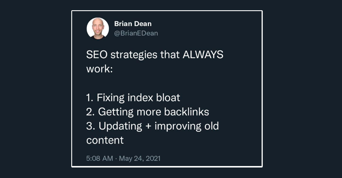 Brian Dean on index bloat SEO issue