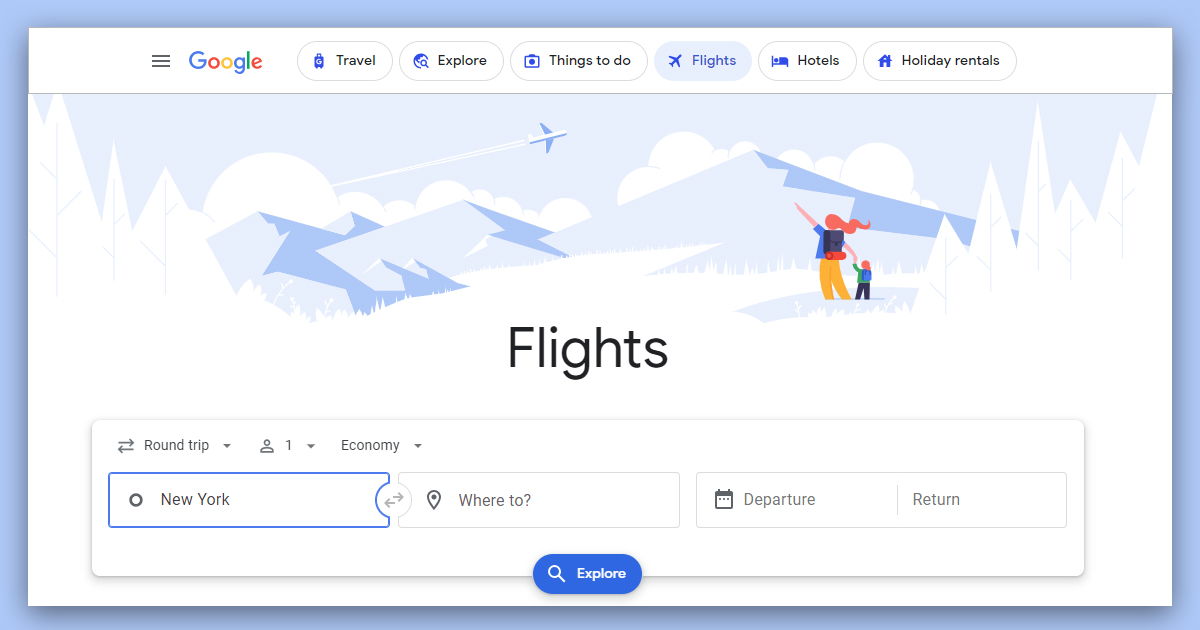 Google Flights interface