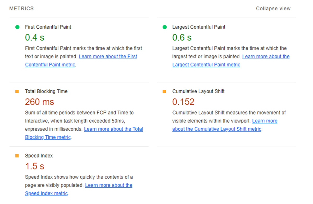 complete overview of performance report in real window