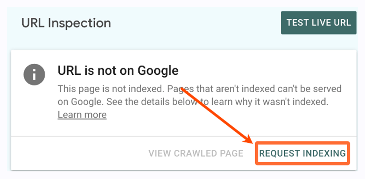 Showing how to request indexing webpages in Google Console