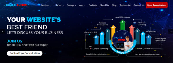 Above the fold shown in website