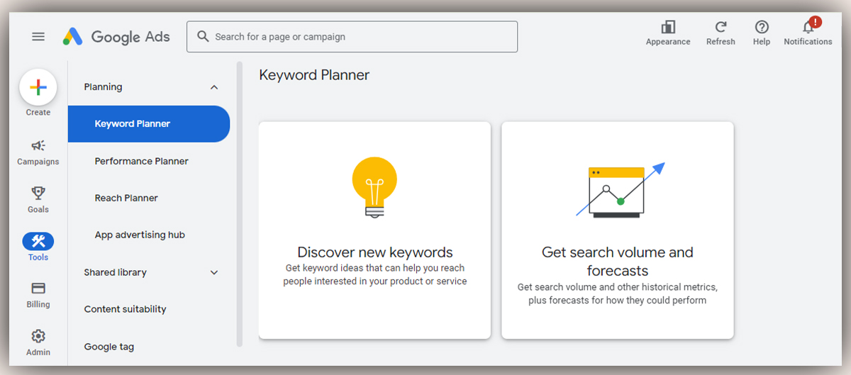 PPC Keyword Research Tool- Google keyword planner
