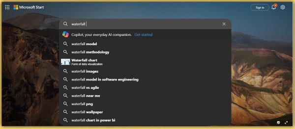 Autocomplete predictions in Microsoft Edge