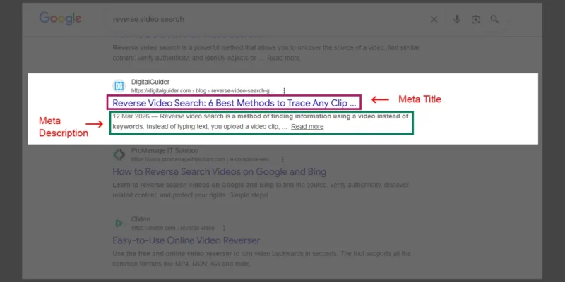 Example of Title and Meta OnPage SEO