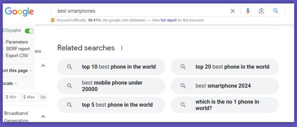 Googles Related Searches for LSI Keywords