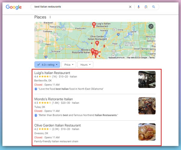 Local business schema markup