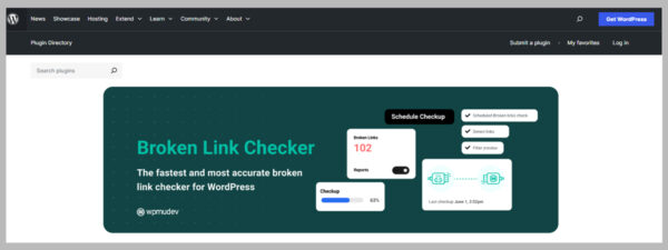 Broken Link Checker plugin interface in WordPress