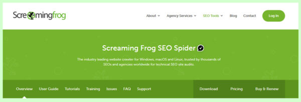 Screaming Frog homepage