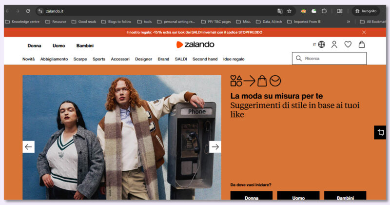 Zalando offers localized websites for various European countries