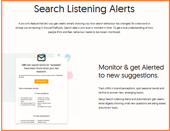 Search listening feature in the tool - pro version
