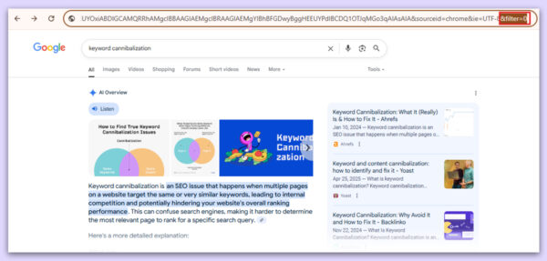 Addressing the &filter=0 function