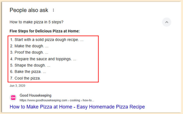 Bulleted or numbered lists for PAA box