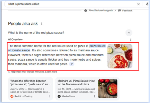 People Also Ask box showing short paragraph answer