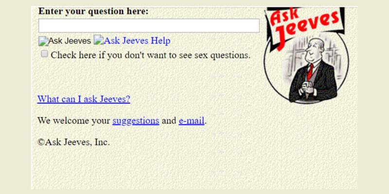 Ask Jeeves Home Page (now Ask.com)