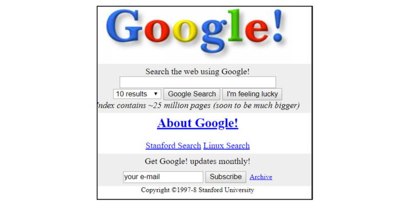 Google Home Page 1997-1998