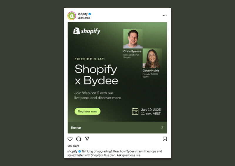 Shopify uses a social media drip campaign to promote webinars