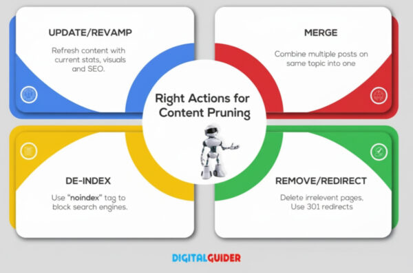 Right actions for content pruning