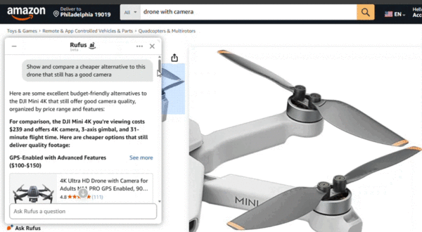 Amazon Rufus is recommending and comparing products