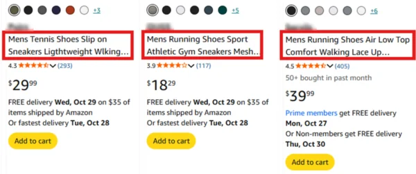 Descriptive Titles on Amazon listings