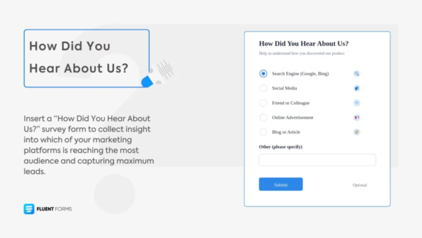 Example contact form asking ‘How did you hear about us