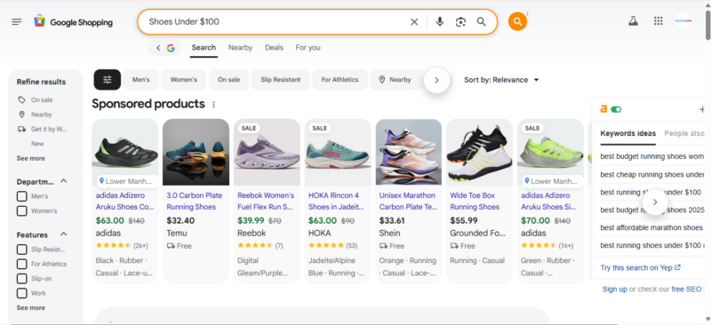 Google Shopping- Direct Keyword Search Engine