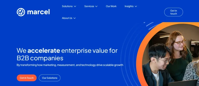 Marcel B2B marketing agency homepage
