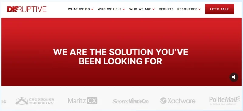 Disruptive Advertising agency homepage