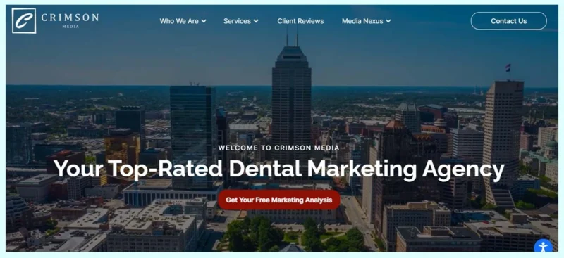 Crimson Media homepage banner reading