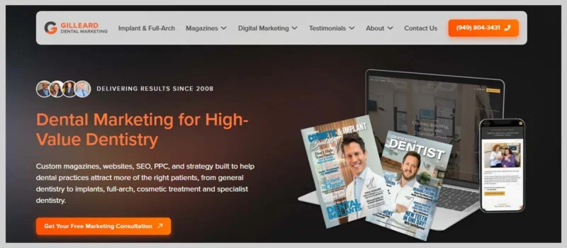 Gilleard Dental Marketing homepage 