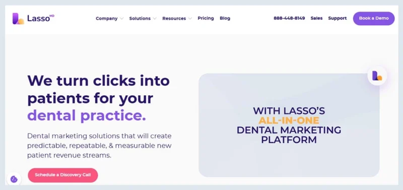Lasso MD dental marketing platform homepage